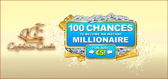 100 Chances to Become an Instant Millionaire from Captain Cooks Casino