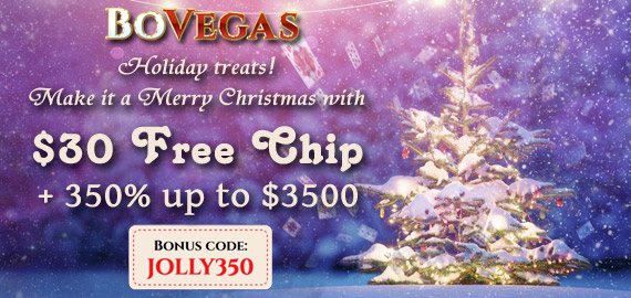 $30 Free Chip + 350% Welcome Bonus up to $3,500 from BoVegas Casino