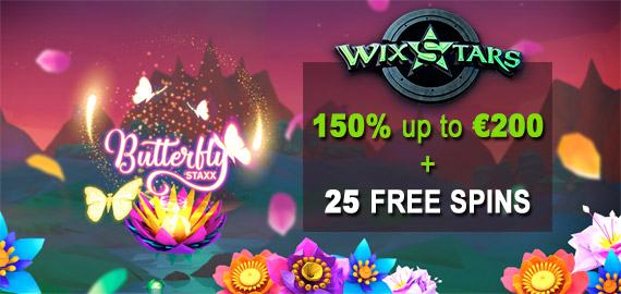 150% up to €200 + 25 Free Spins from WixStars Casino