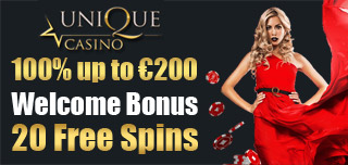 unique casino 200 welcome bonus or 20 free spins on the deposit