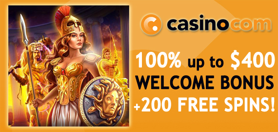 100% up to $400 + 200 Free Spins from Casino.com
